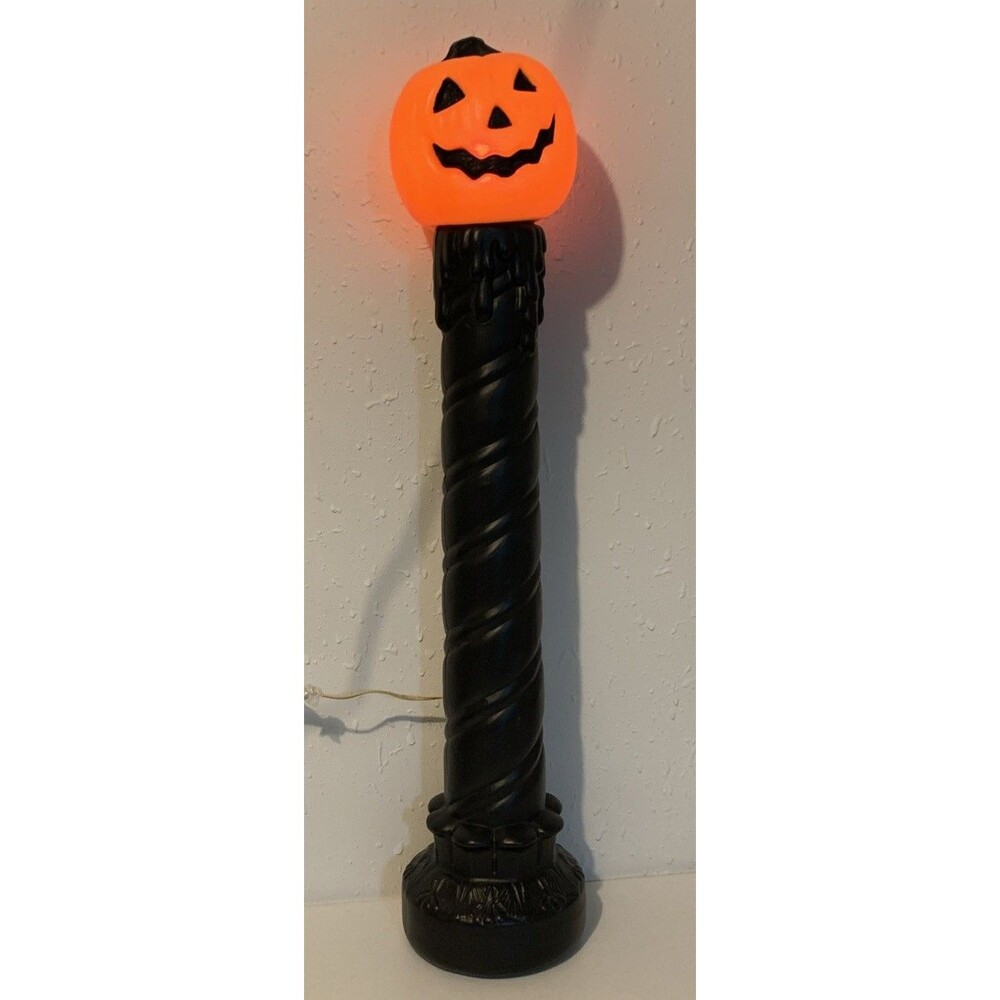 Vintage Blow Mold Halloween Pumpkin Head Candle Light Up Yard Decoration